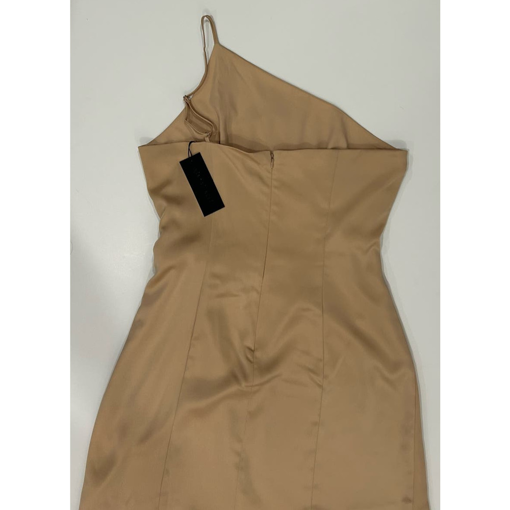 Gianni Bini One Shoulder Beige Spaghetti Strap Tie Waist Wrap Dress Sz 10 - Picture 8 of 8